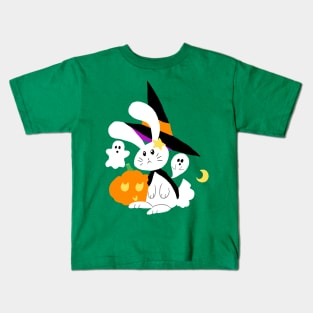 Halloween Witch Bunny Kids T-Shirt